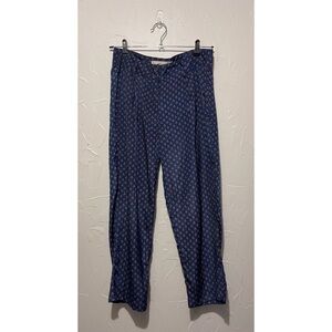 Emmelee navy boho print satin finish straight leg pants (size 6)